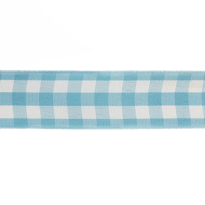 Woven | Blue And Bright White Gingham Woven Ribbon – 1" Ribbons Bright White