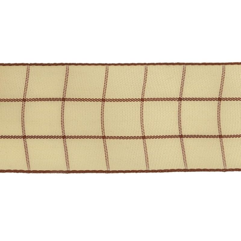 Woven | Brown And Ethereal Green Windowpane Check Woven Ribbon – 1.5" Ribbons Ethereal Green