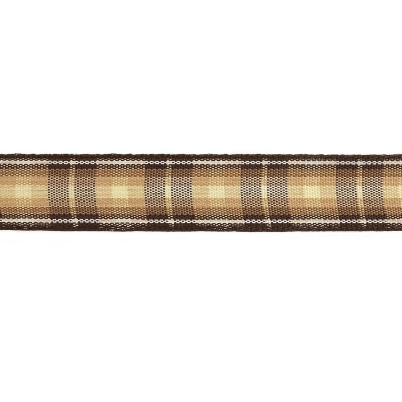 Woven | Brown And Pear Sorbet Plaid Woven Ribbon – 0.625" Ribbons Pear Sorbet,Mocha Mousse