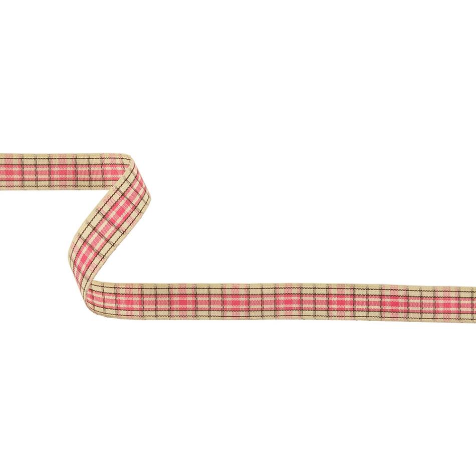 Woven | Bubblegum, Brown And Vanilla Ice Plaid Woven Ribbon – 0.625" Ribbons Vanilla Ice