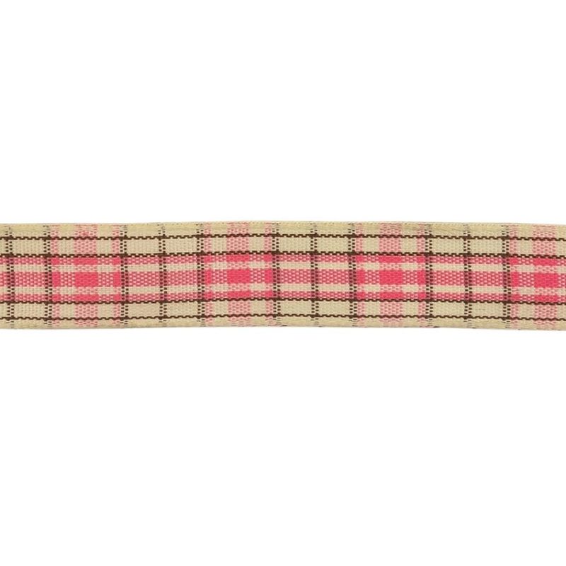 Woven | Bubblegum, Brown And Vanilla Ice Plaid Woven Ribbon – 0.625" Ribbons Vanilla Ice