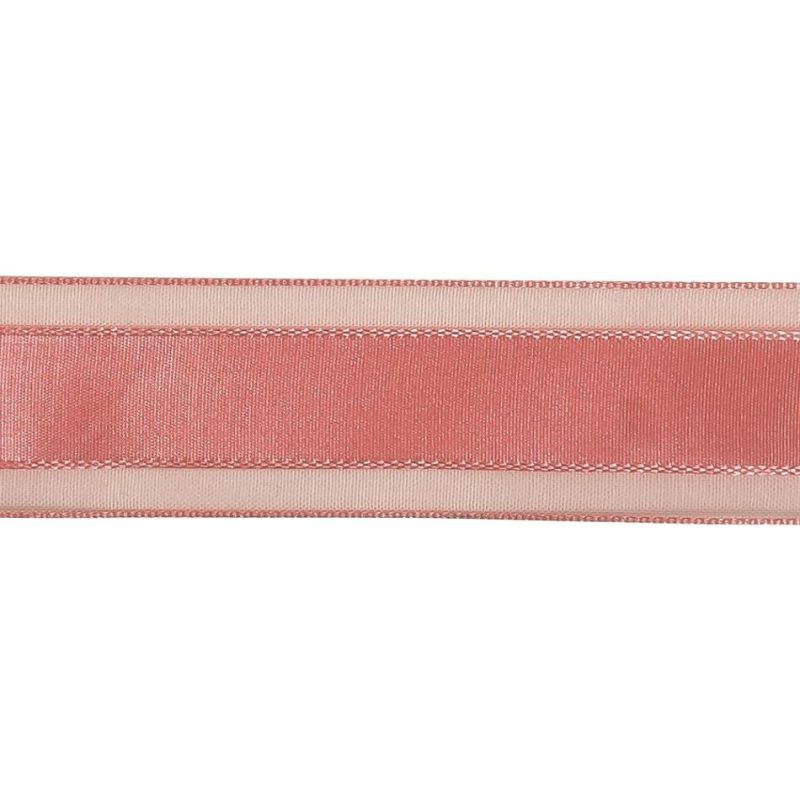 Woven | Bubblegum Woven Ribbon With Sheer Organza Borders – 1" Ribbons Sheer