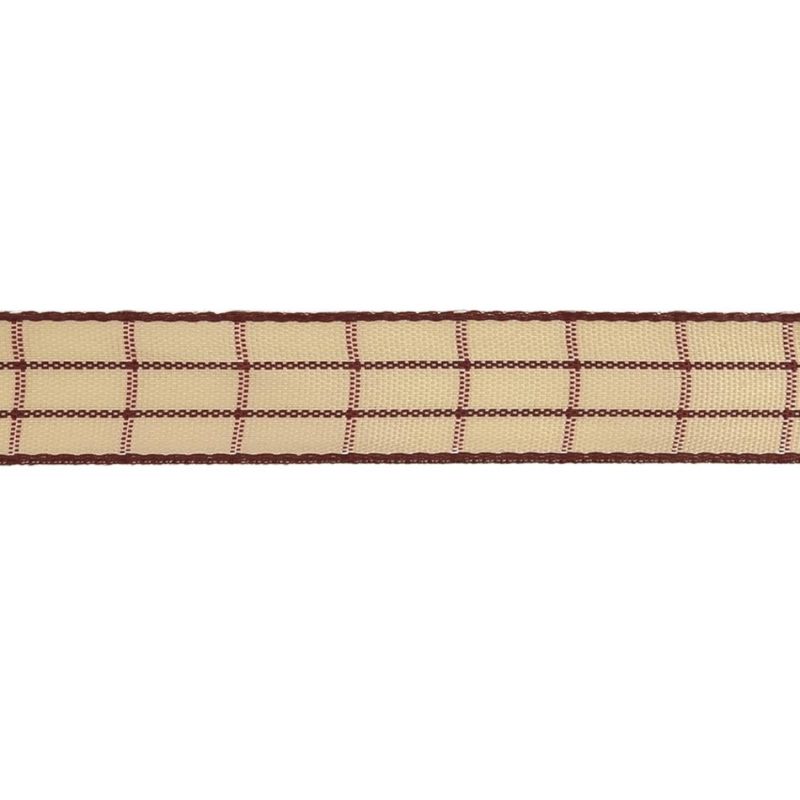 Woven | Burgundy And Ethereal Green Windowpane Check Woven Ribbon – 0.625" Ribbons Ethereal Green