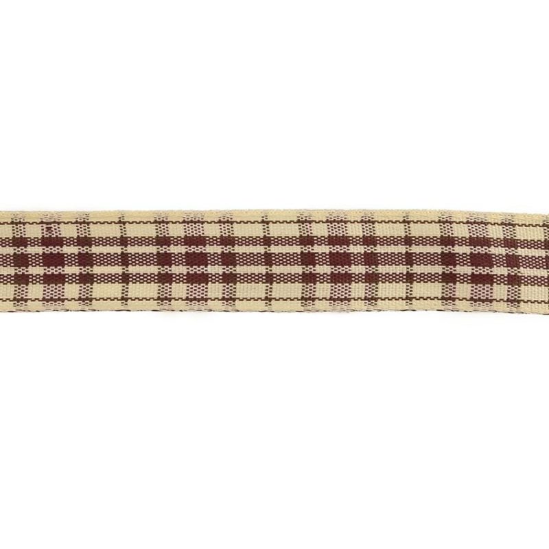 Woven | Burgundy, Brown And Vanilla Ice Plaid Woven Ribbon – 0.625" Ribbons Vanilla Ice