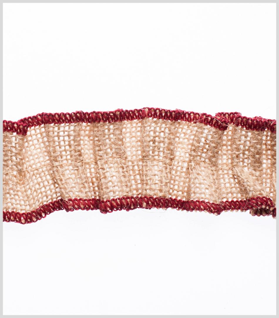 Woven | Burgundy Jute Trim Ribbons Burgandy