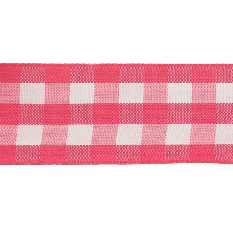 Woven | Fuchsia And Bright White Gingham Woven Ribbon – 1.5" Ribbons Bright White