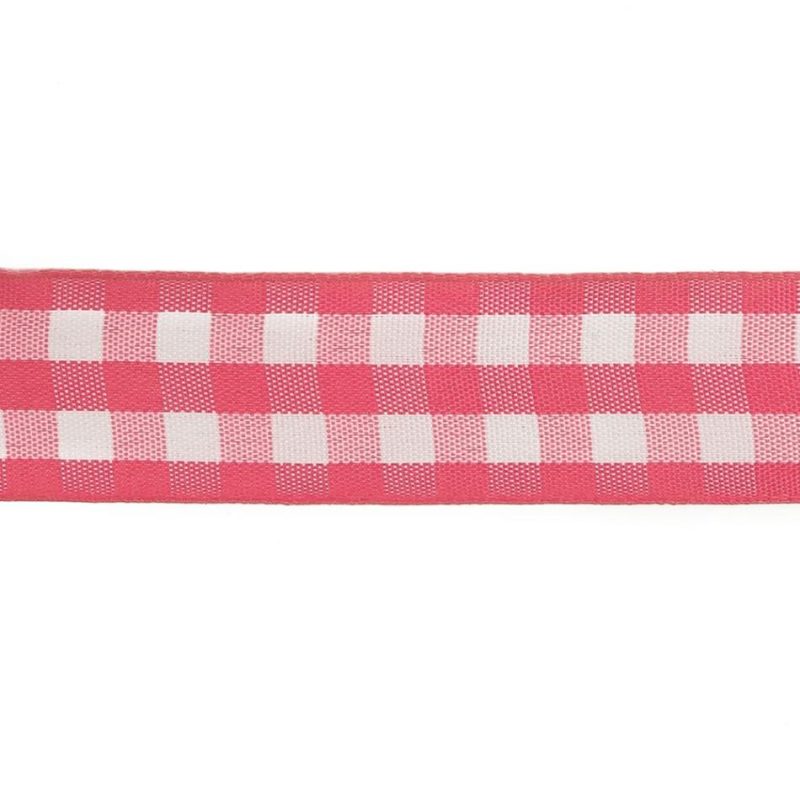 Woven | Fuchsia And Bright White Gingham Woven Ribbon – 1" Ribbons Bright White