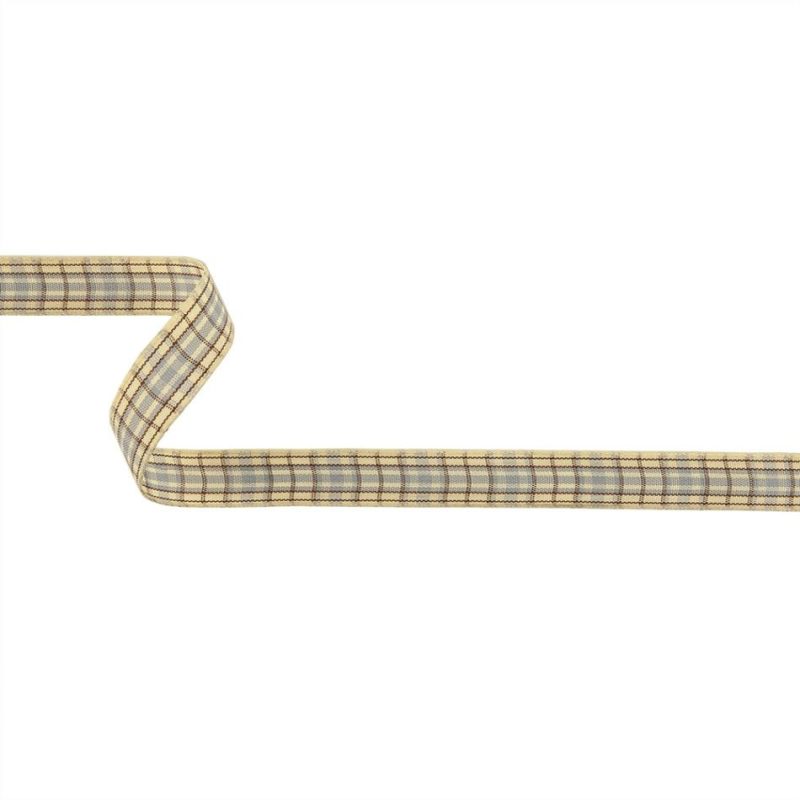 Woven | Gray, Brown And Vanilla Ice Plaid Woven Ribbon – 0.625" Ribbons Vanilla Ice