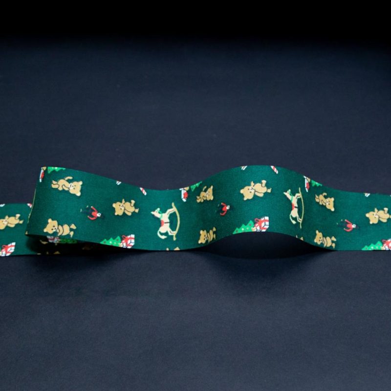 Woven | Green Christmas Toys Ribbon – 1.875" Printed Printed