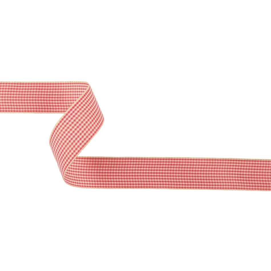 Woven | Hot Pink And Dew Houndstooth Check Woven Ribbon – 1" Ribbons Dew