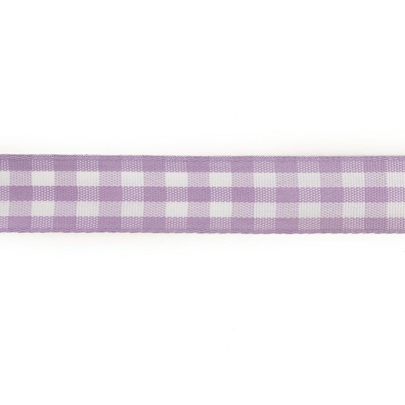 Woven | Lilac And Bright White Gingham Woven Ribbon – 0.625" Ribbons Bright White