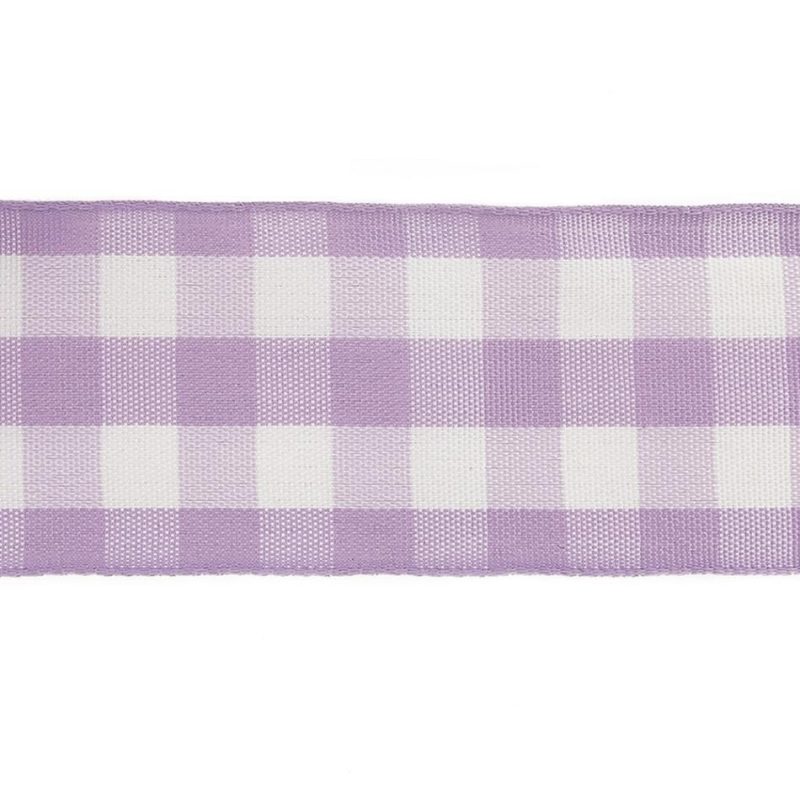 Woven | Lilac And Bright White Gingham Woven Ribbon – 1.5" Ribbons Bright White