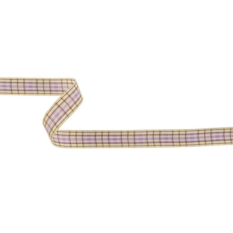 Woven | Lilac, Brown And Vanilla Ice Plaid Woven Ribbon – 0.625" Ribbons Vanilla Ice