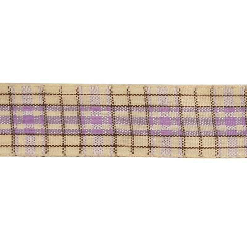 Woven | Lilac, Brown And Vanilla Ice Plaid Woven Ribbon – 1" Ribbons Vanilla Ice