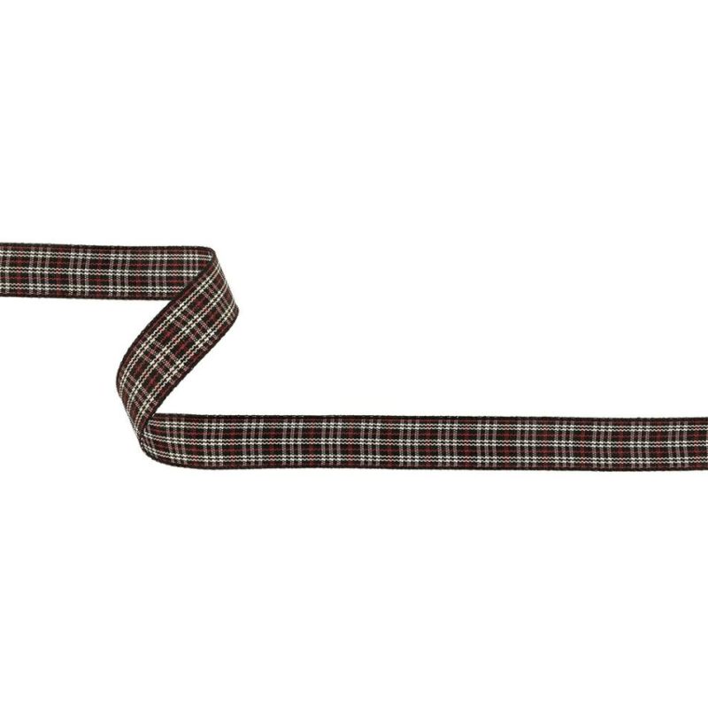 Woven | Meteorite, Red And White Plaid Woven Ribbon – 0.625" Ribbons Meteorite