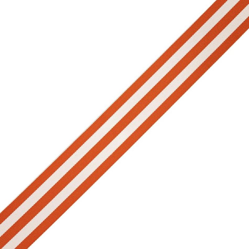 Woven | Orange And White Awning Stripes Ribbed Woven Ribbon – 1.5" Ribbons Orange,White