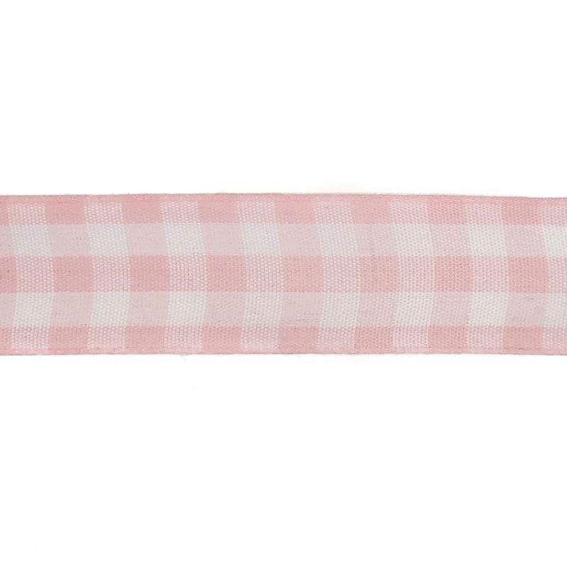 Woven | Pale Pink And Bright White Gingham Woven Ribbon – 1" Ribbons Bright White