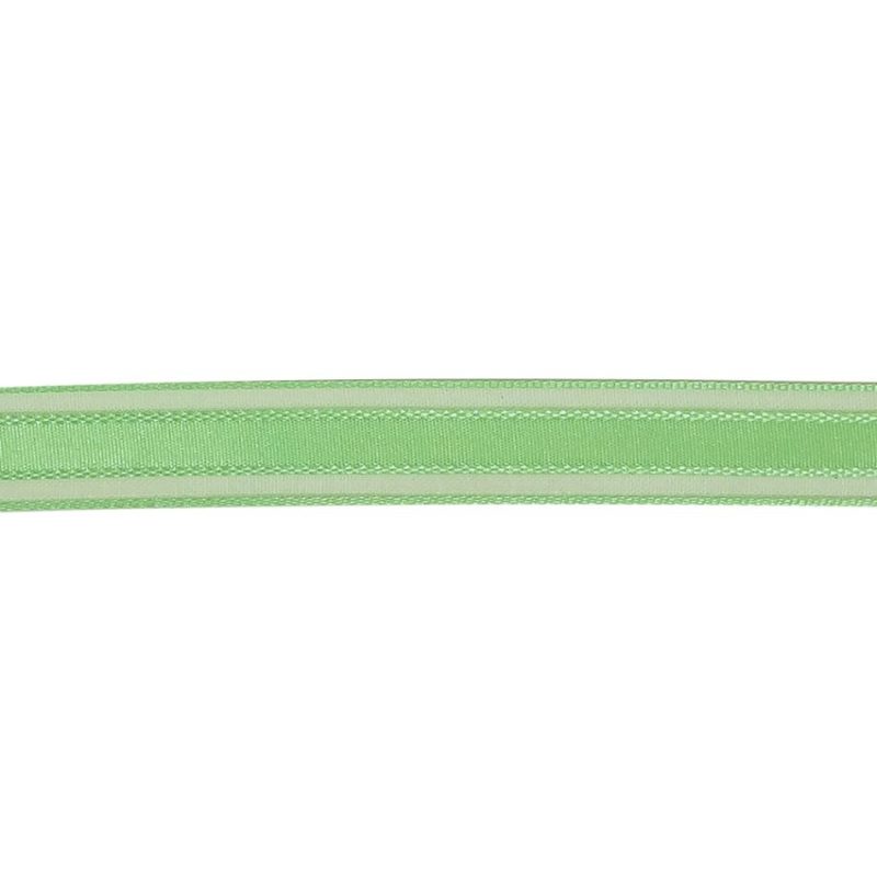 Woven | Patina Green Woven Ribbon With Sheer Organza Borders – 0.5" Ribbons Patina Green