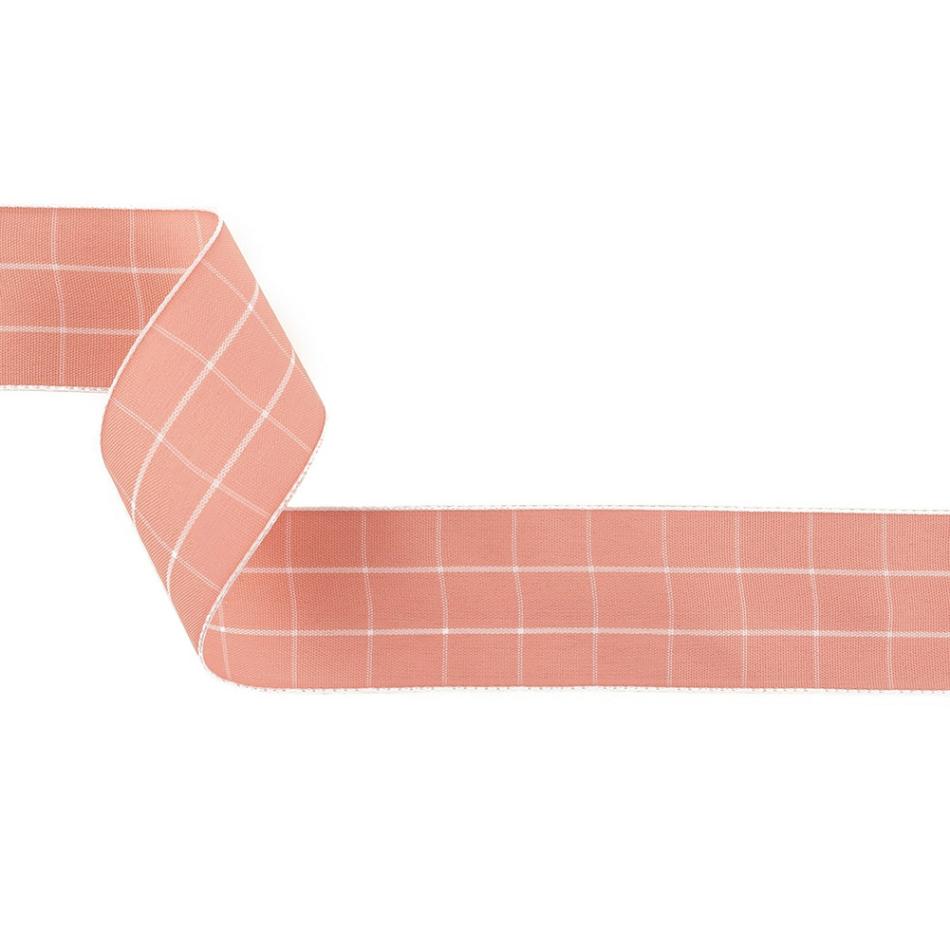 Woven | Pink Icing And White Windowpane Check Woven Ribbon – 1.5" Ribbons Pink Icing