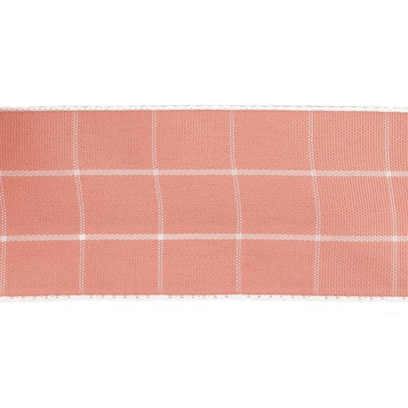 Woven | Pink Icing And White Windowpane Check Woven Ribbon – 1.5" Ribbons Pink Icing