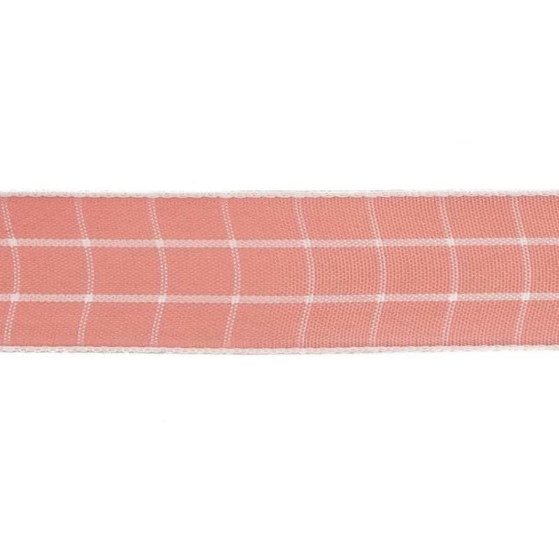 Woven | Pink Icing And White Windowpane Check Woven Ribbon – 1" Ribbons Pink Icing