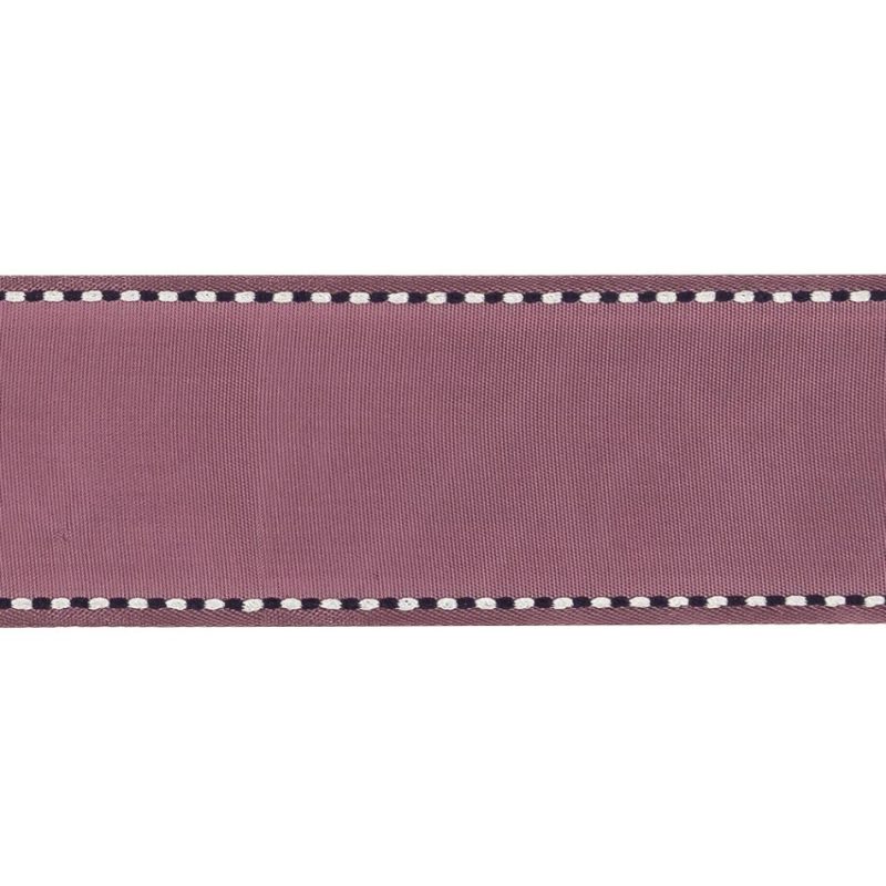 Woven | Purple Woven Ribbon With Navy Blazer And White Stitched Border – 1.375" Ribbons Navy Blazer