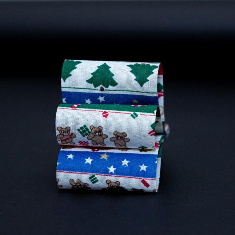 Woven | Red, Green And Blue Striped Christmas Ribbon – 1.875" Printed Cardinal, White, Beige, Green, Blue