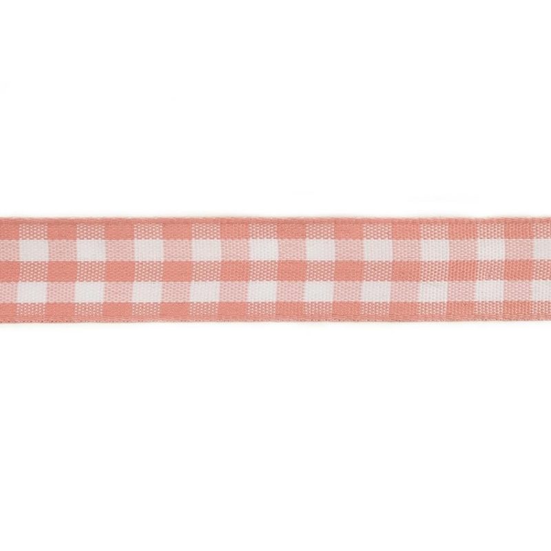 Woven | Rose And Bright White Gingham Woven Ribbon – 0.625" Ribbons Bright White