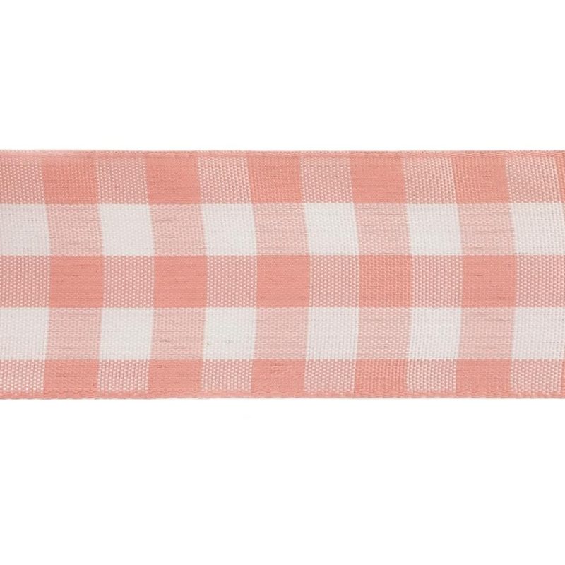 Woven | Rose And Bright White Gingham Woven Ribbon – 1.5" Ribbons Bright White