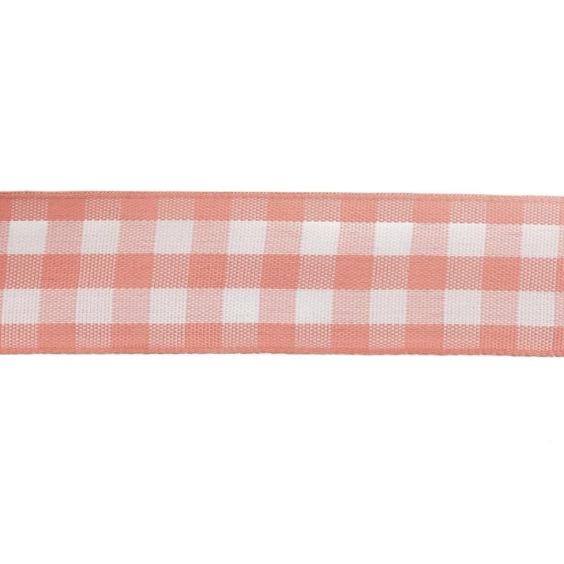 Woven | Rose And Bright White Gingham Woven Ribbon – 1" Ribbons Bright White