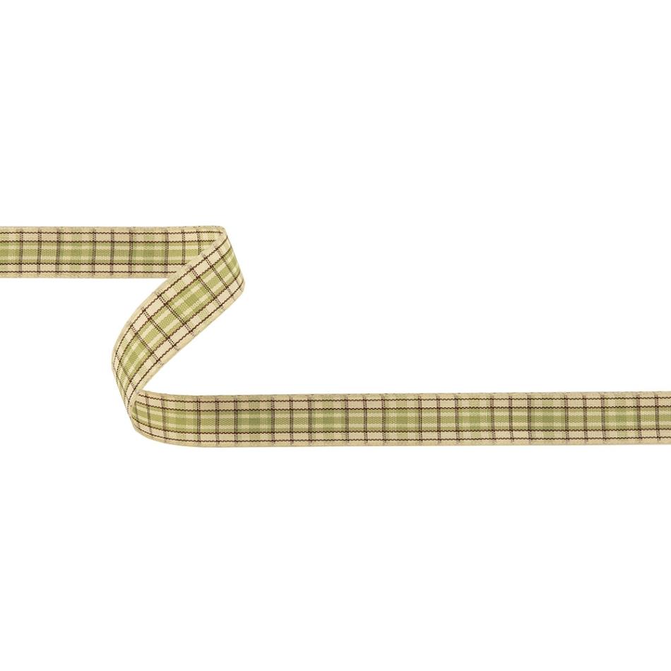 Woven | Sage, Brown And Vanilla Ice Plaid Woven Ribbon – 0.625" Ribbons Vanilla Ice