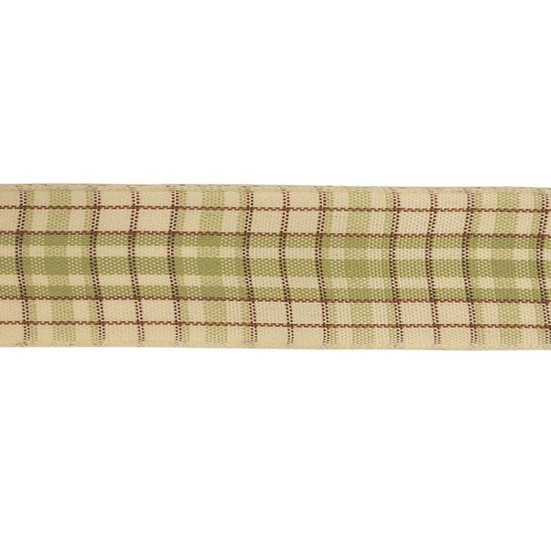 Woven | Sage, Brown And Vanilla Ice Plaid Woven Ribbon – 1" Ribbons Vanilla Ice