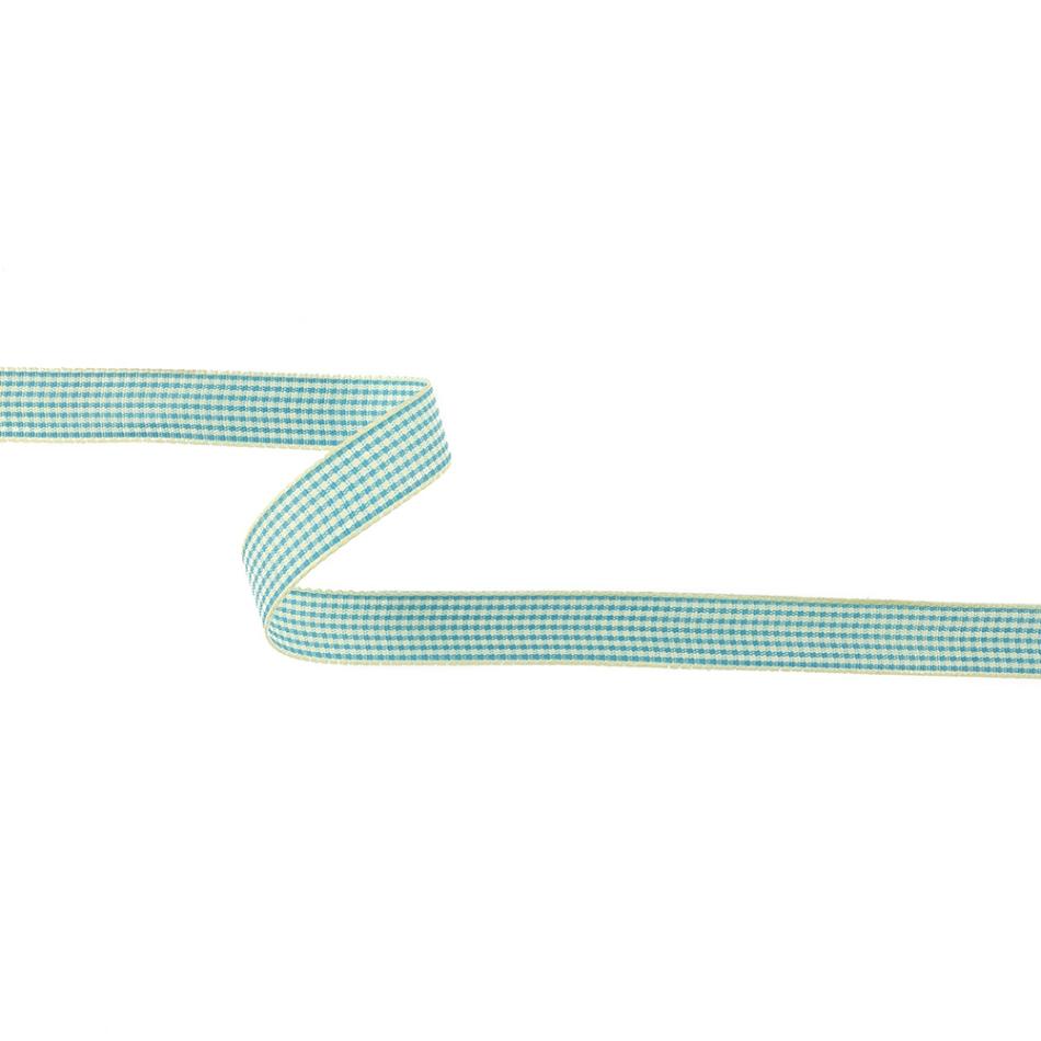 Woven | Sky Blue And Glass Green Houndstooth Check Woven Ribbon – 0.625" Ribbons Sky Blue,Glass Green