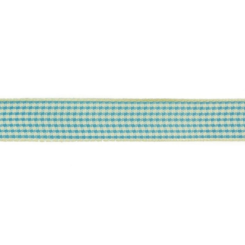 Woven | Sky Blue And Glass Green Houndstooth Check Woven Ribbon – 0.625" Ribbons Sky Blue,Glass Green