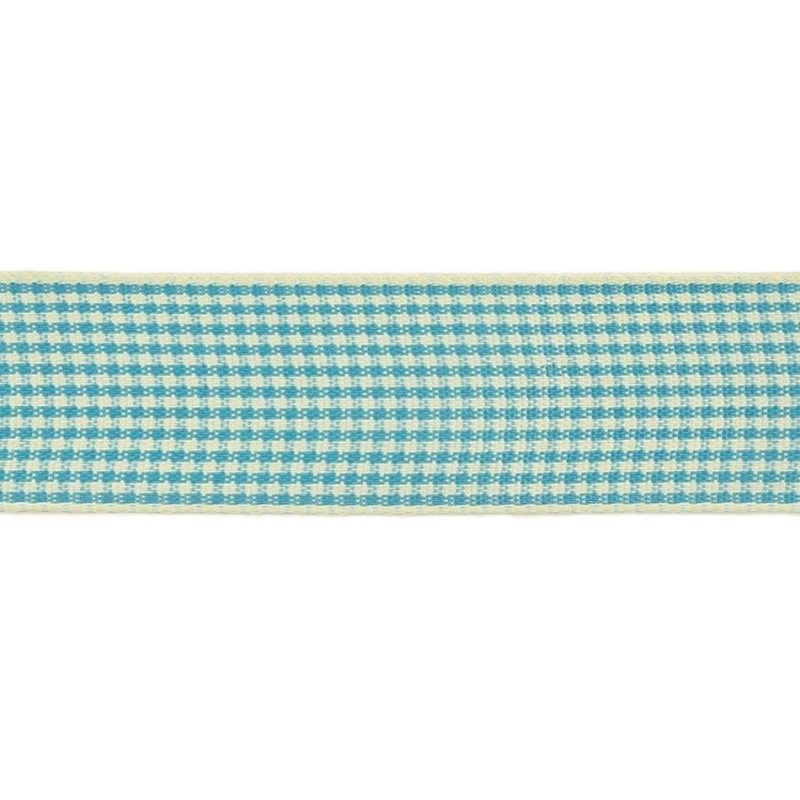 Woven | Sky Blue And Glass Green Houndstooth Check Woven Ribbon – 1" Ribbons Sky Blue,Glass Green