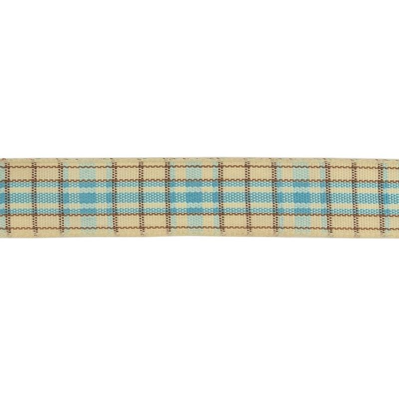 Woven | Sky Blue, Brown And Vanilla Ice Plaid Woven Ribbon – 0.625" Ribbons Vanilla Ice