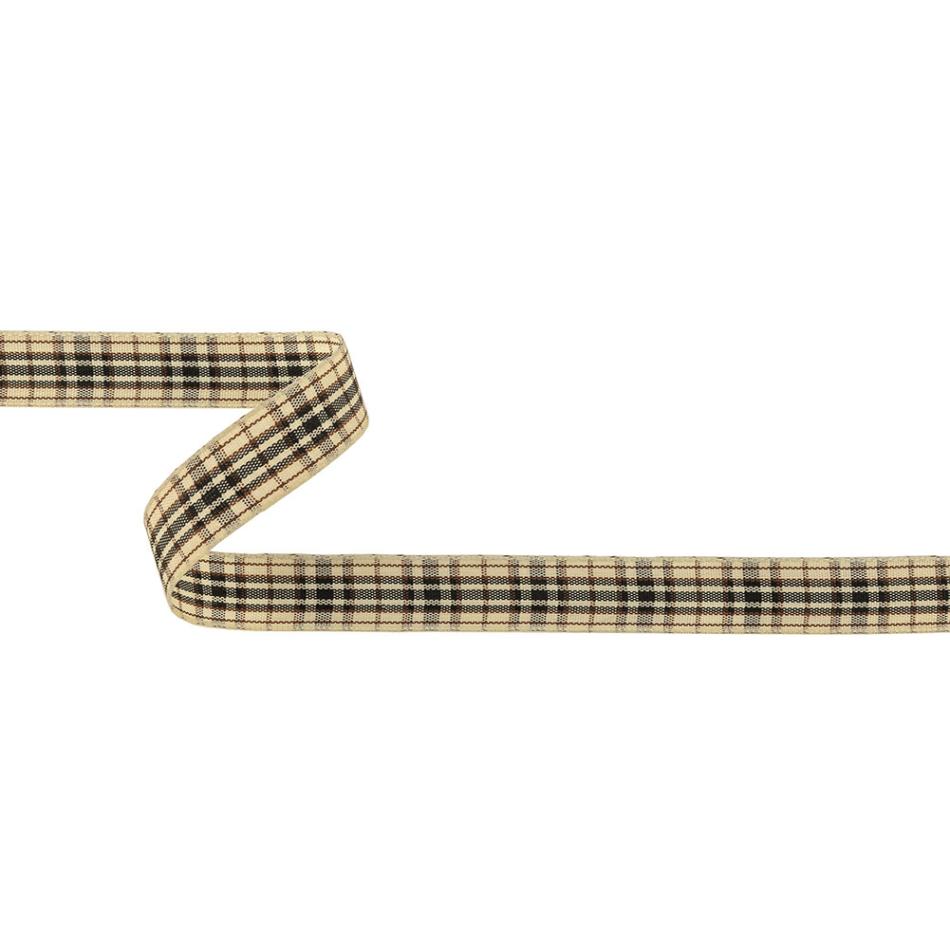 Woven | Vulcan, Brown And Vanilla Ice Plaid Woven Ribbon – 0.625" Ribbons Vanilla Ice,Vulcan