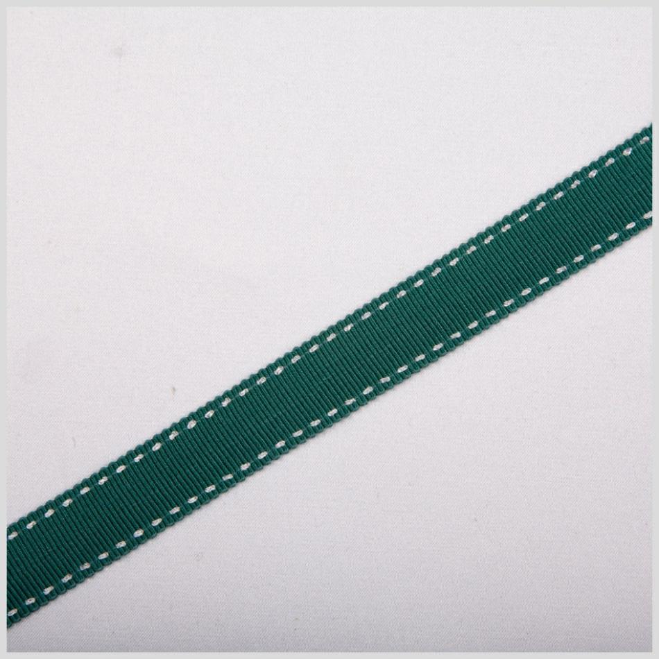 Grosgrain | 5/8" Dark Green Stitched Grosgrain Ribbon Grosgrain Dark Green