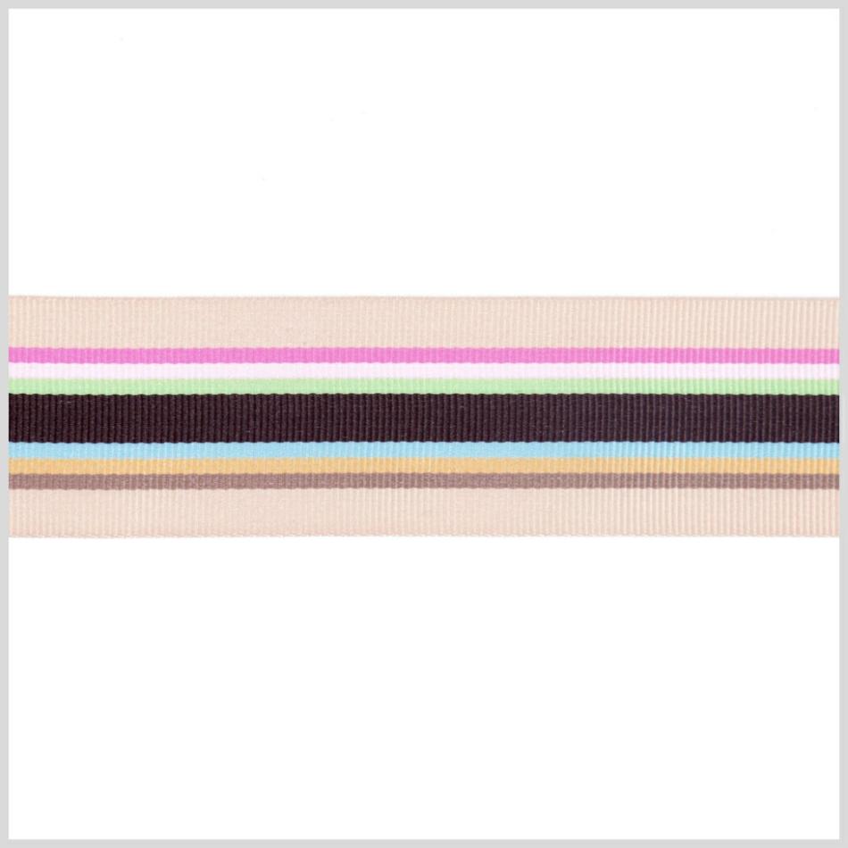 Grosgrain | Beige Combo Striped Grosgrain Ribbon Grosgrain Beige Combo