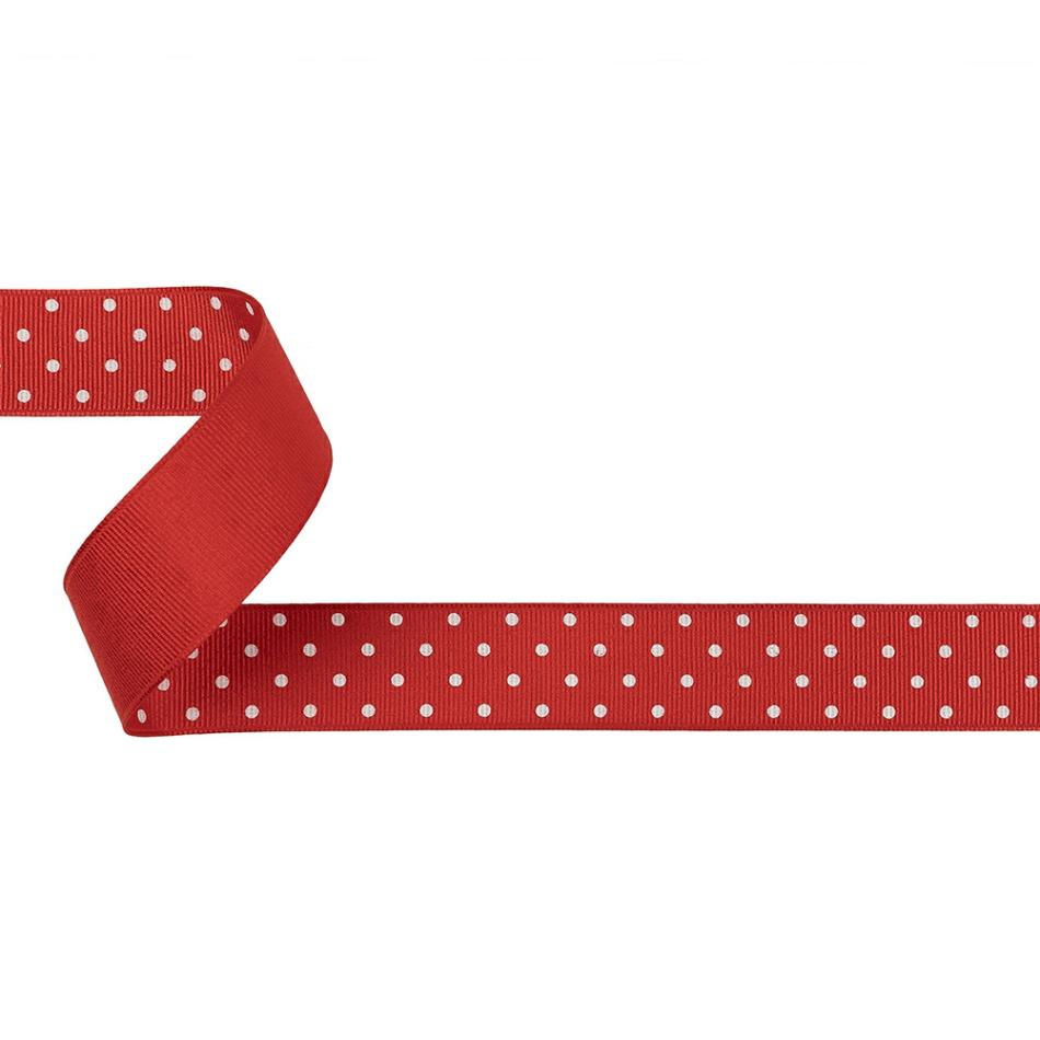 Grosgrain | High Risk Red And White Polka Dots Grosgrain Ribbon – 1" Grosgrain Grosgrain