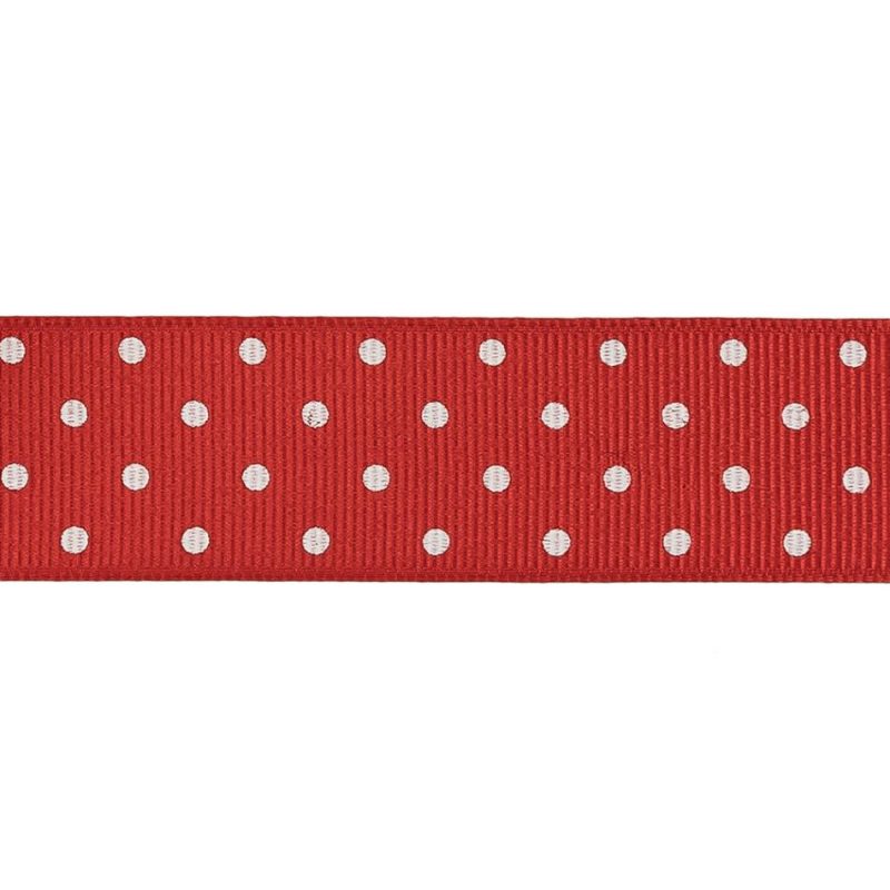 Grosgrain | High Risk Red And White Polka Dots Grosgrain Ribbon – 1" Grosgrain Grosgrain