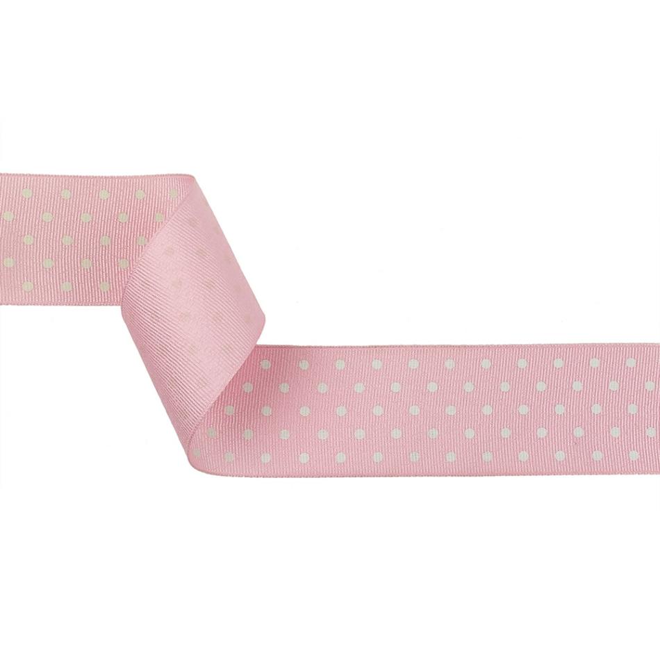 Grosgrain | Parfait Pink And White Polka Dots Grosgrain Ribbon – 1.625" Grosgrain Grosgrain