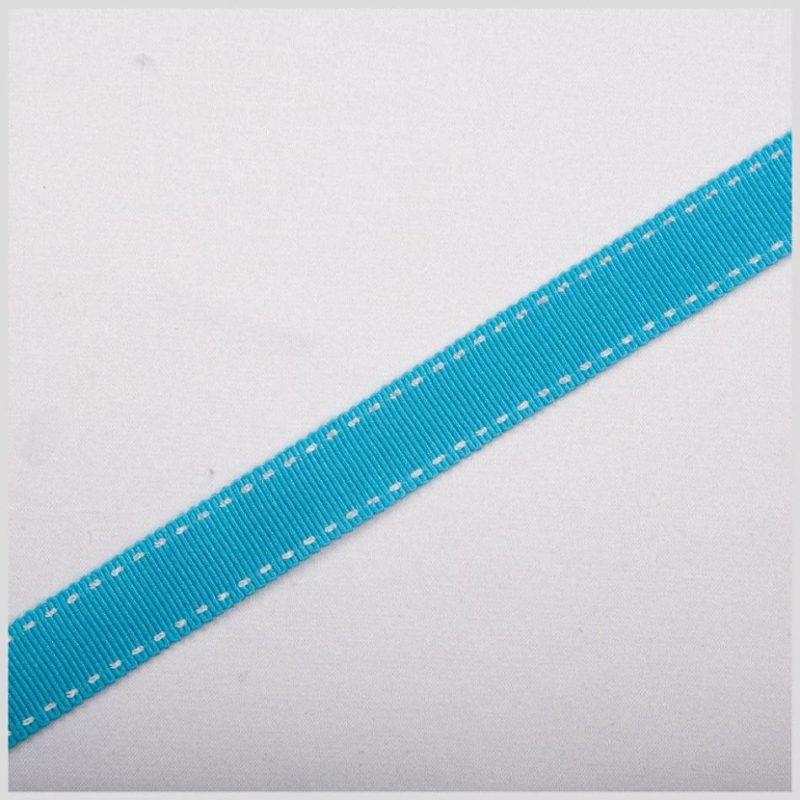 Grosgrain | 5/8" Turquoise Stitched Grosgrain Ribbon Grosgrain Grosgrain