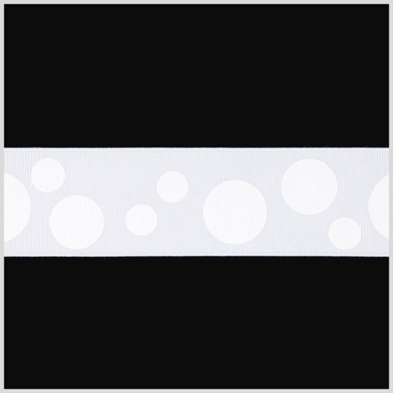 Grosgrain | 7/8" White Polka Dot Grosgrain Ribbon Grosgrain Grosgrain