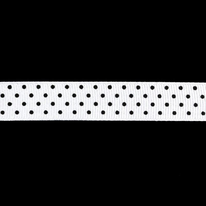 Grosgrain | Bright White And Moonless Night Polka Dots Grosgrain Ribbon – 0.625" Grosgrain Bright White,Moonless Night