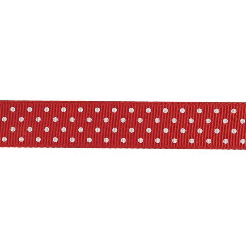 Grosgrain | High Risk Red And White Polka Dots Grosgrain Ribbon – 0.625" Grosgrain Grosgrain