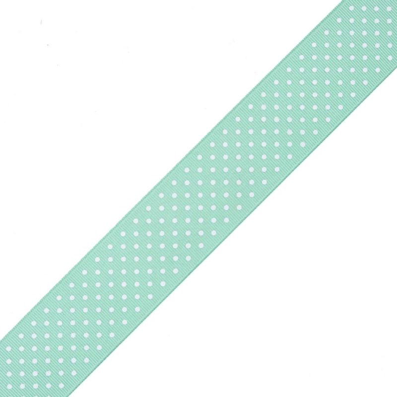 Grosgrain | Mint Polka Dot Grosgrain Ribbon Grosgrain Grosgrain