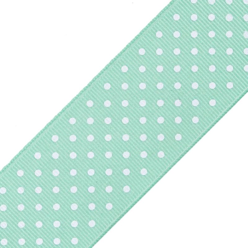 Grosgrain | Mint Polka Dot Grosgrain Ribbon Grosgrain Grosgrain