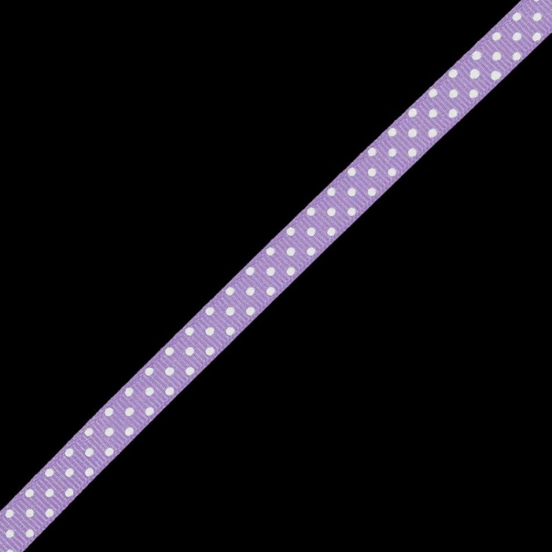 Grosgrain | Orchid Grosgrain Ribbon With White Polka Dots – 0.375" Grosgrain Grosgrain