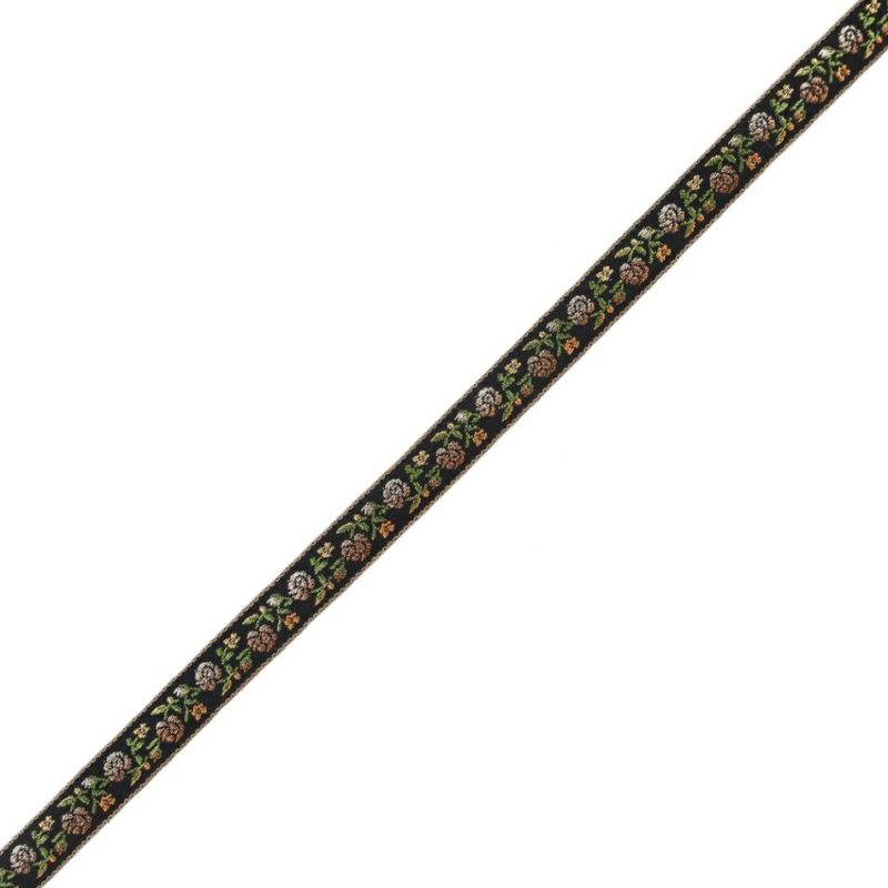 Jacquard | Black And Brown Ombre Floral German Jacquard Ribbon – 0.625" Jacquard Jacquard